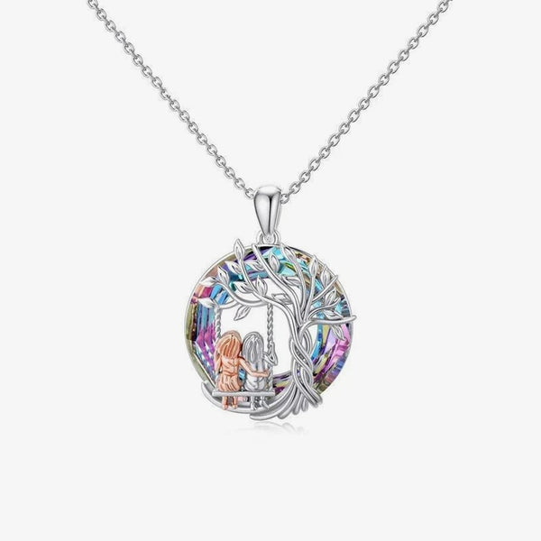 For Friend - S925 When Fate Brought Us Together We Became Sisters at Heart Crystal  Life Tree Necklace