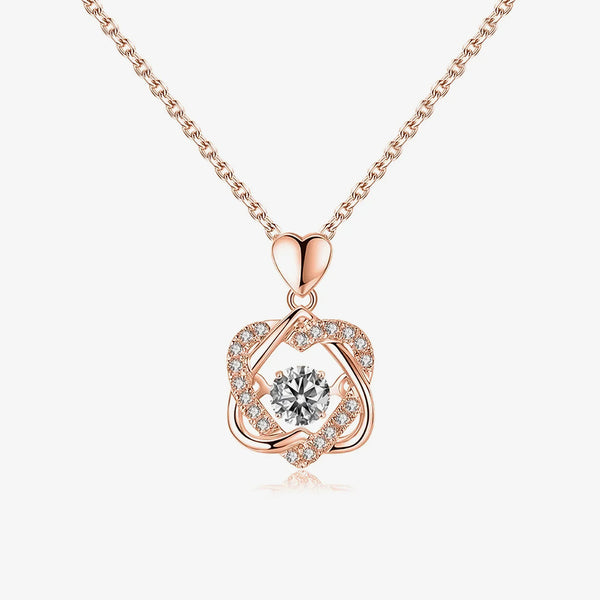 For Granddaughter - S925 Side by Side or Miles Apart We're Connected by Heart Love Knot Necklace
