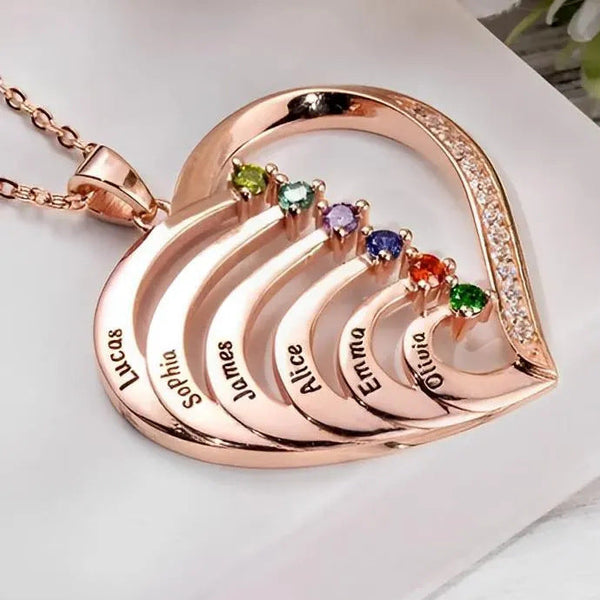Multi-Name Heart-Shaped Pendant Necklace
