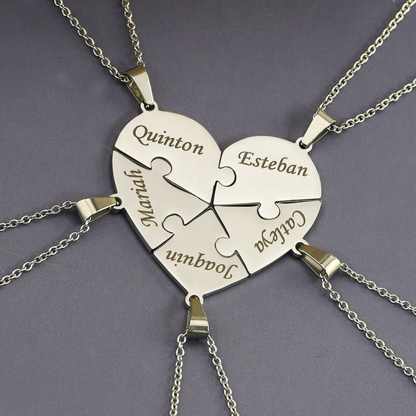 Heart-Shaped Interlocking Necklace for Couples or Family